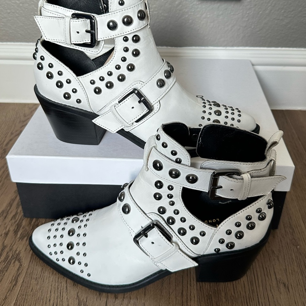Kurt Geiger Sybil White Studded Ankle Boots - Picture 3 of 9